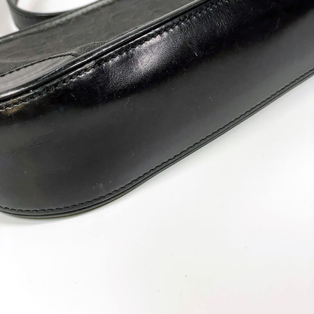 CELINE Shoulder Bag Pouch Pochette C Macadam Leather Vintage Auth From Japan
