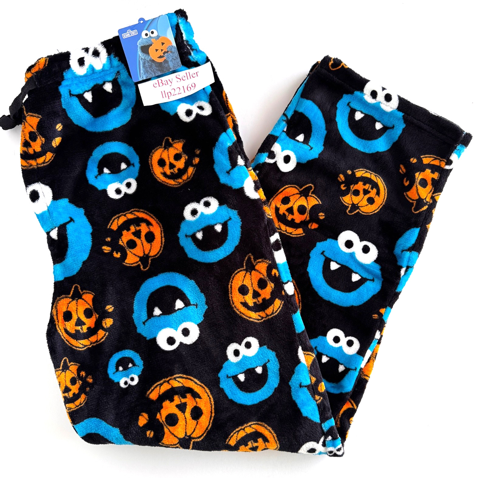 COOKIE MONSTER HALLOWEEN PUMPKINS Plush Fleece Lounge PAJAMA PANTS Men’s L or XL