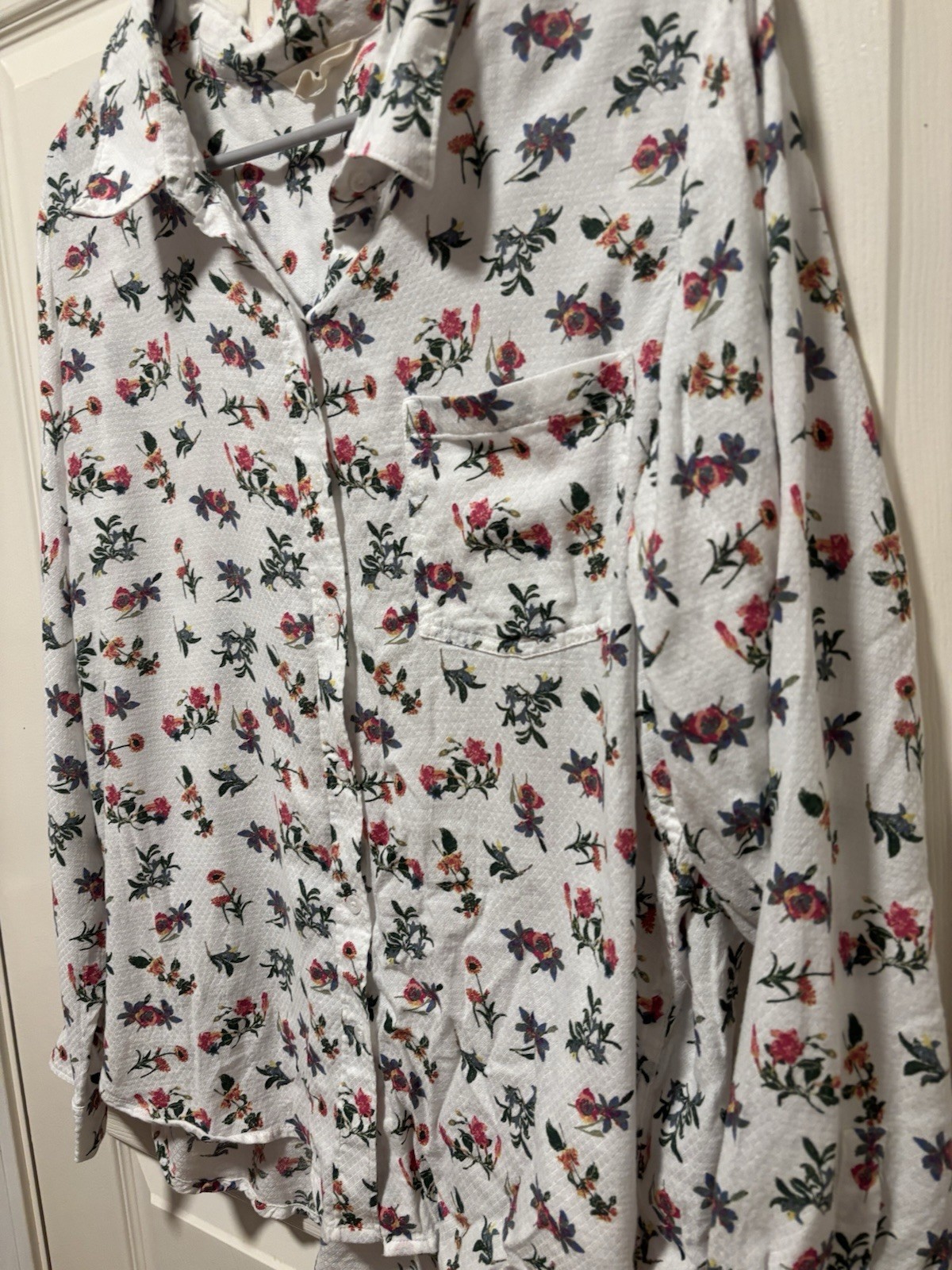Lucky Brand Women’s White Floral Button-Front Top