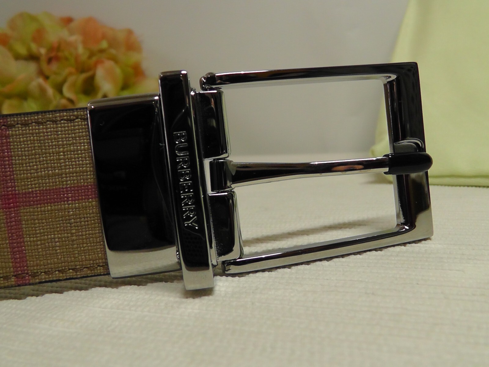 BURBERRY Archive Beige / Black Vintage Check E-Canvas Reversible Belt Size 105cm