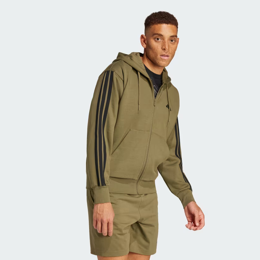 adidas men Essentials 3-Stripes Fleece Hoodie