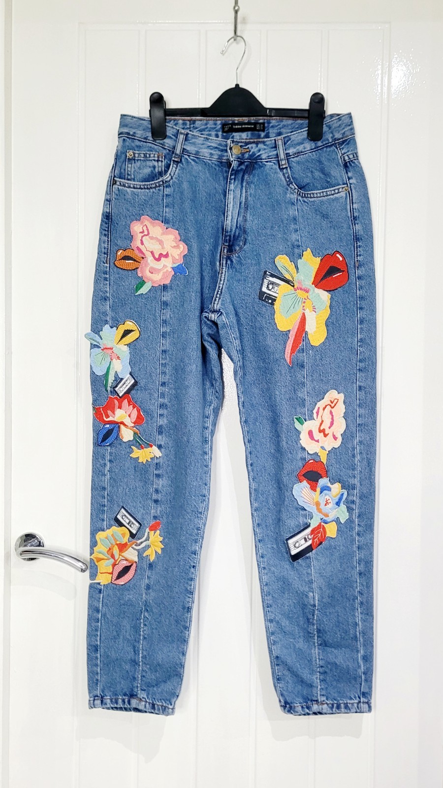 Zara Ladies jeans size 10 / euro 38 bright unusual unique design festival VGC