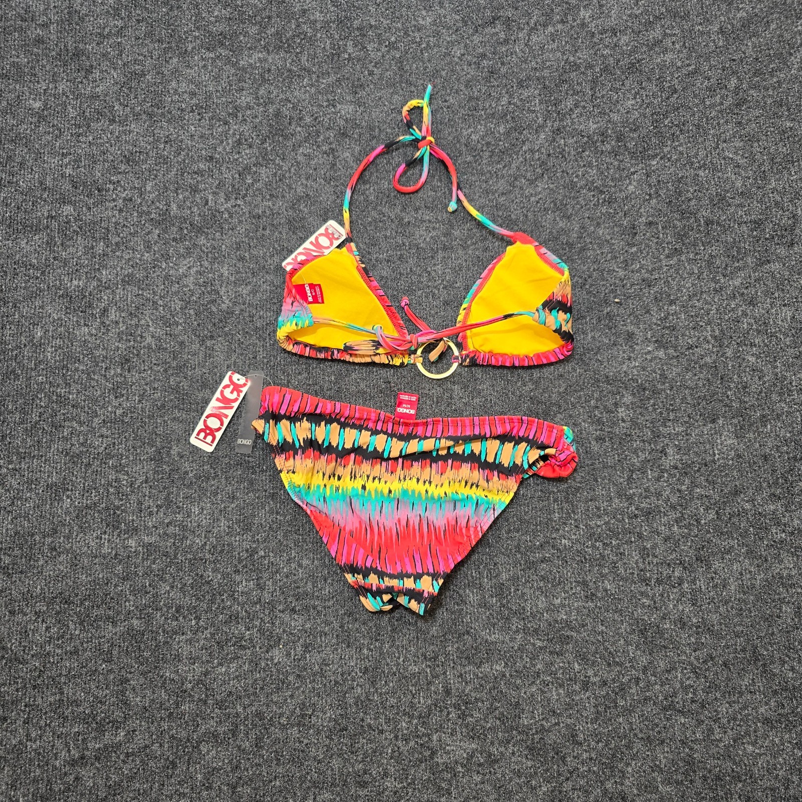 Bongo Bikini Set NWT Women’s Small Multicolor Halter Top & Bottom Two Piece Swim