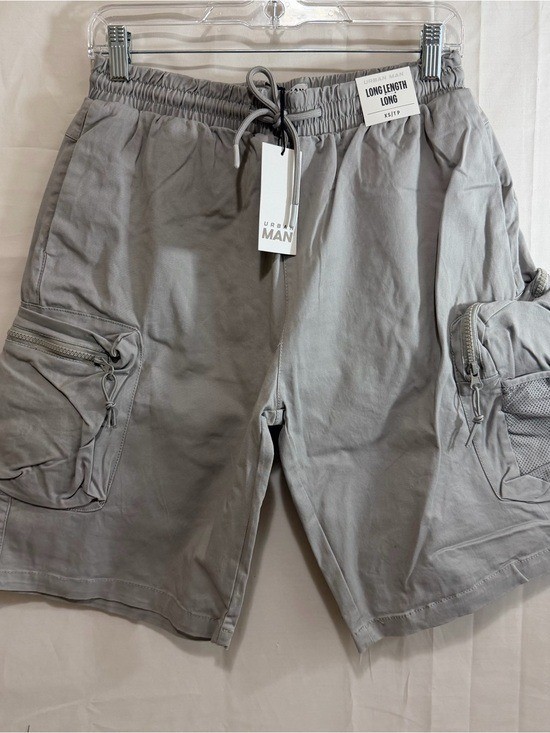 Urban Man Long Length Elastic Waist with Drawstring Tan Cargo Shorts XS thru L
