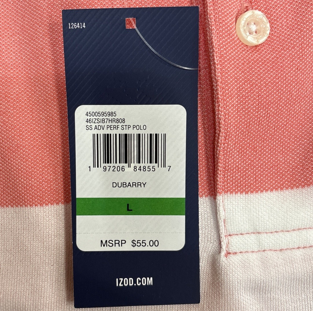 IZOD Mens Advantage Performance Short Sleeve Polo Shirt Size L In Dubarry Color