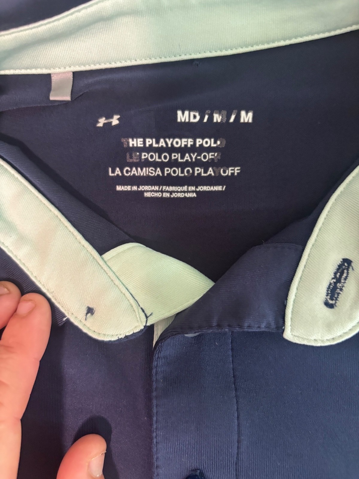 Under Armour Playoff Polo Men’s Medium Navy White Mint Golf Shirt Performance