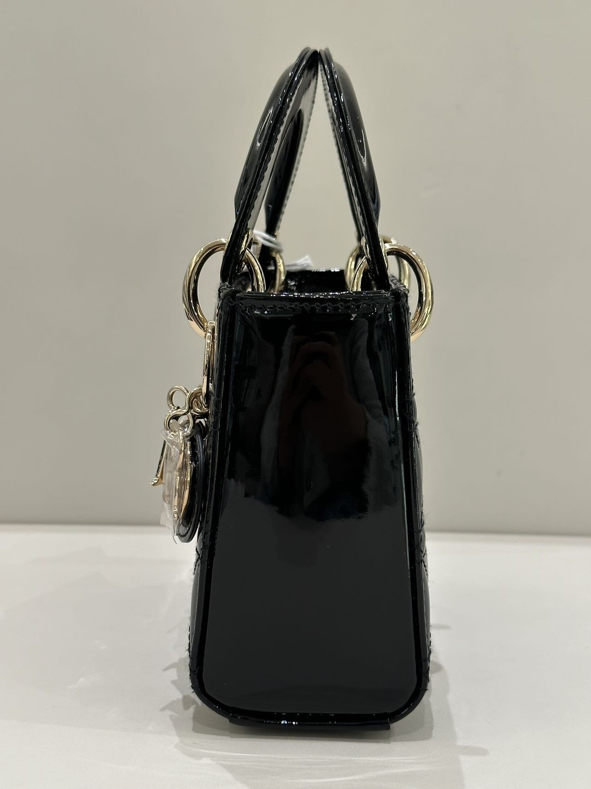 Dior Lady Dior 3-Grid Black Patent Leather Gold Chain Bag Duty Paid