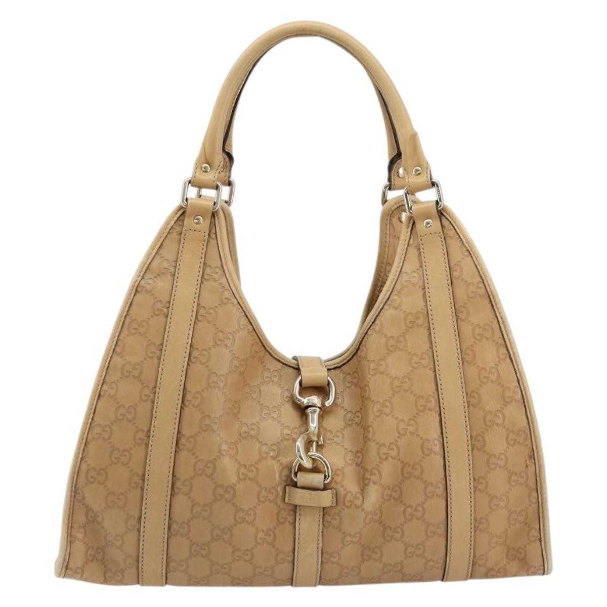 GUCCI GG Canvas Guccissima Jackie Bag Leather Gold Beige 203494 Auth ep14099