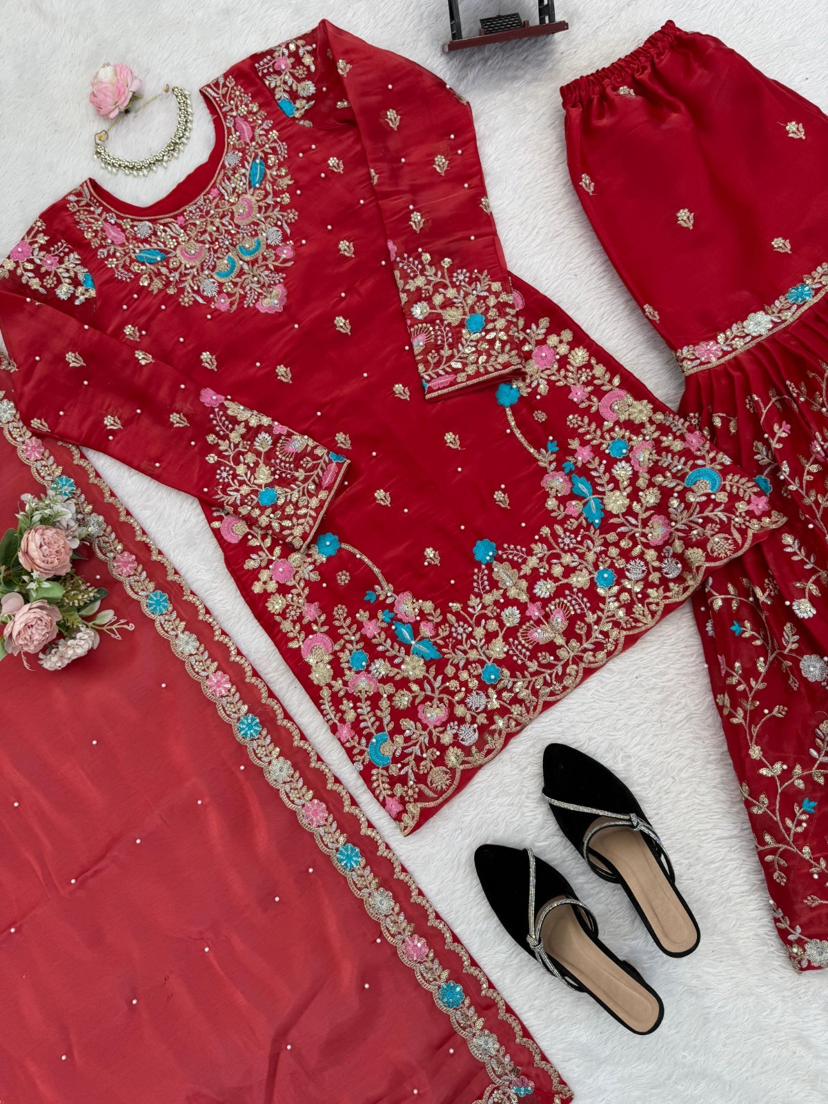 SALWAR KAMEEZ PAKISTANI INDIAN WEDDING PARTY WEAR DRESS BOLLYWOOD SUIT SHARARA