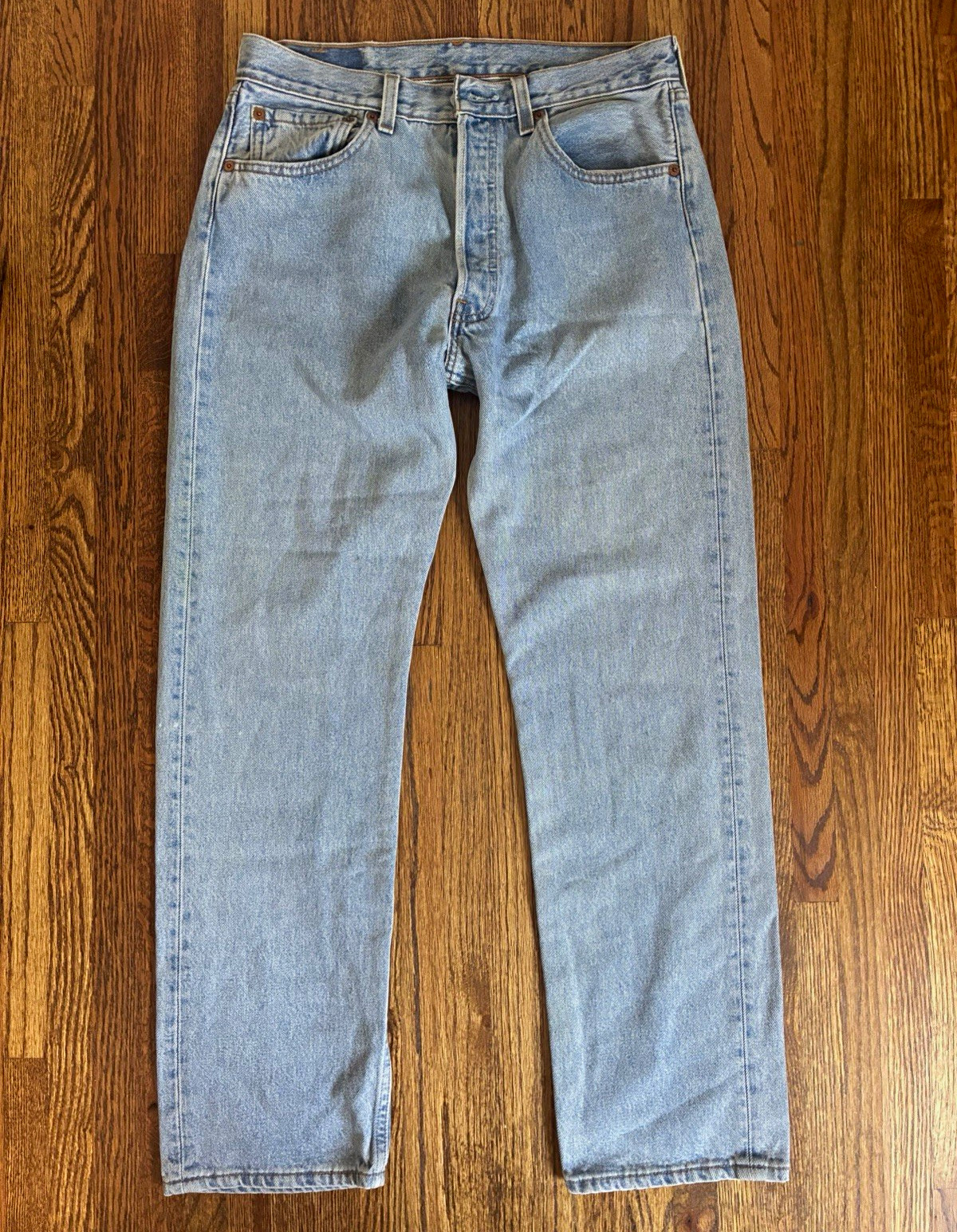 Levi’s VintageMen’s Light Wash Blue Denim Straight Fit Button Fly 5-Pocket Jeans