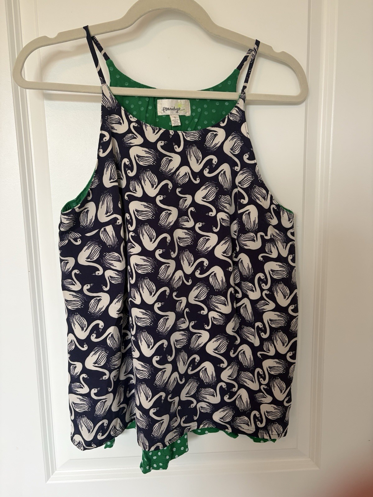 Porridge Anthropologie Strap Blouse Navy And Green Size S