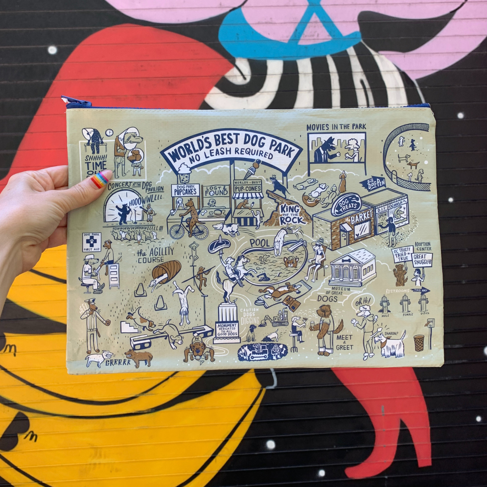 BlueQ and Primitives by Kathy Funny Jumbo Pouch | Perfect for magazines, papers