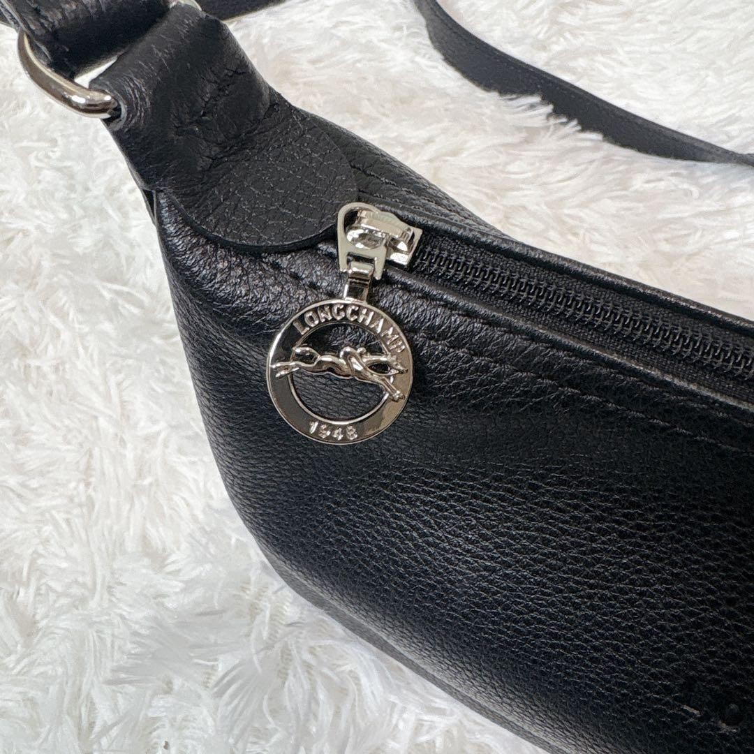 Excellent Condition LONGCHAMP Longchamp Shoulder Bag Black Leather