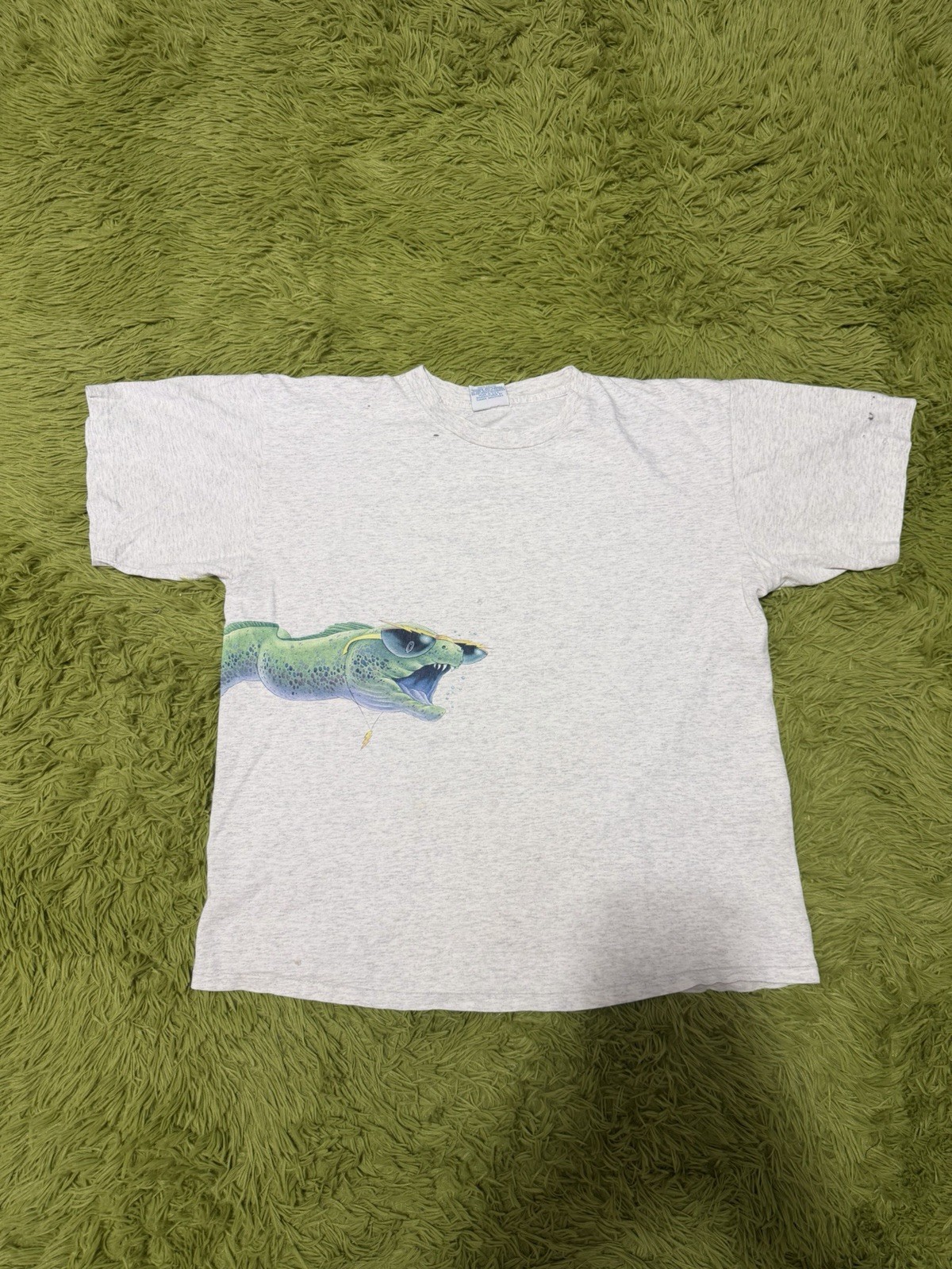 Vintage 90s Caribbean Soul Graphic T-Shirt Size XL Gray AOP All Over Print!!!!