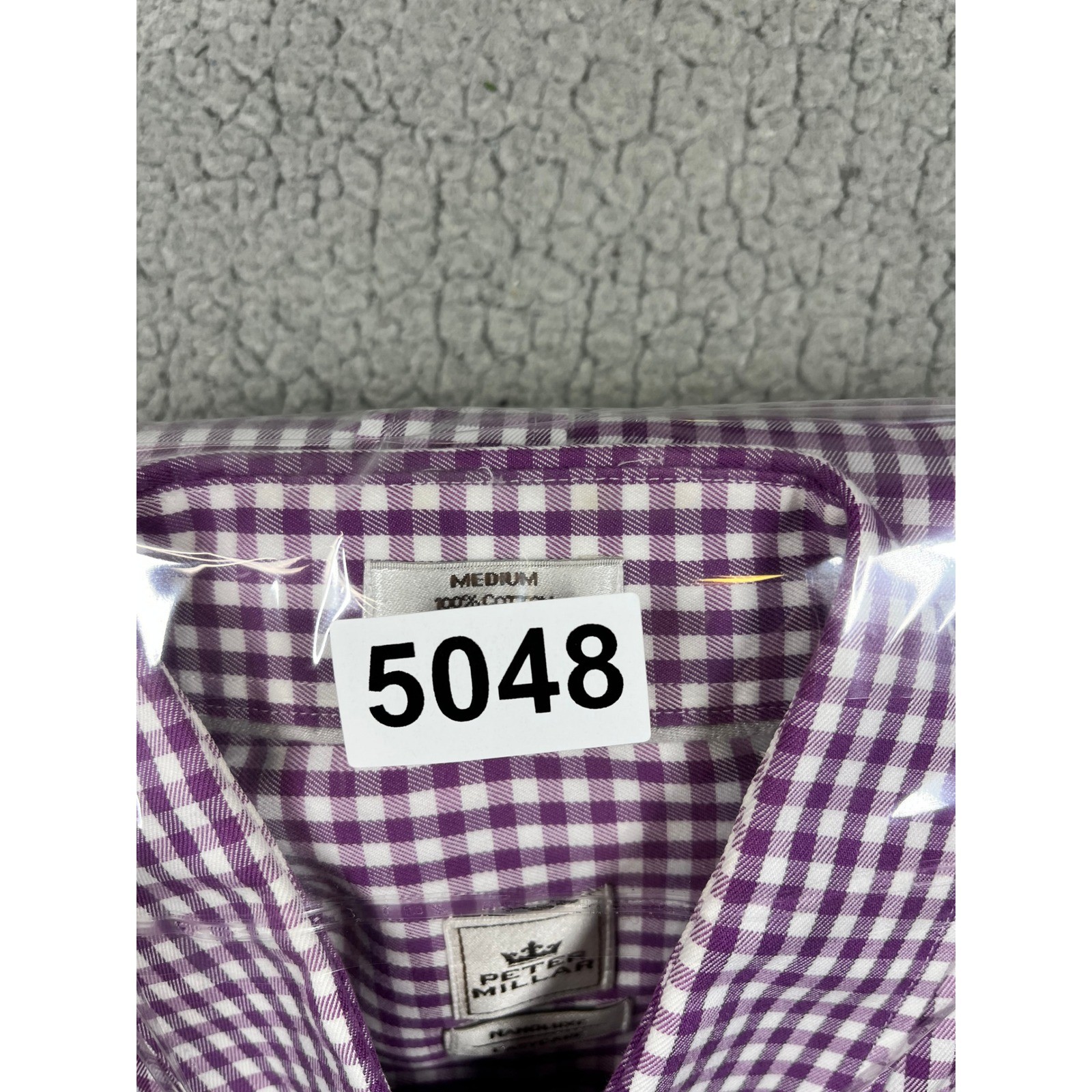 Peter Millar Nanoluxe Easy Care Mens Medium Purple Gingham Button Down Shirt
