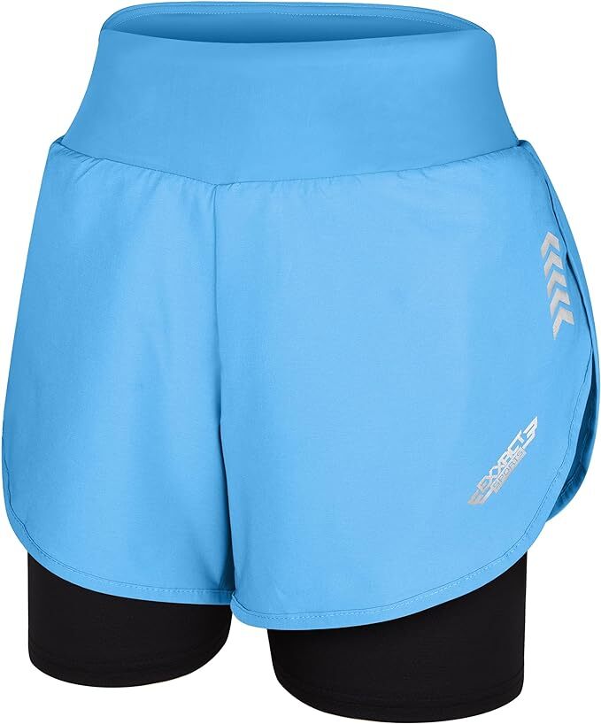 Exxact Sports 2 in 1 Shorts Women – Athletic Shorts with Spandex Underneath