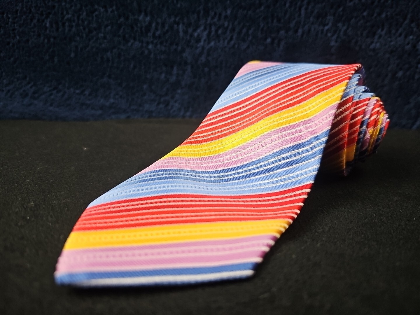 Weishang Silk Tie Woven RAINBOW Striped 58″ X 3.125″ EUC