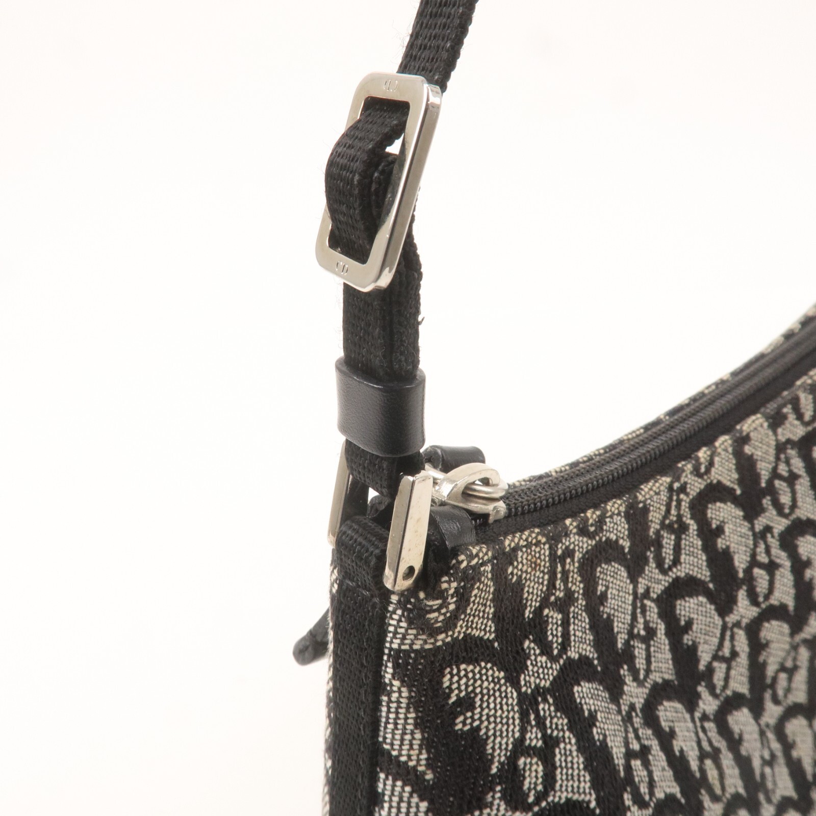 Christian Dior Trotter Shoulder Bag Black Canvas Leather Auth Used