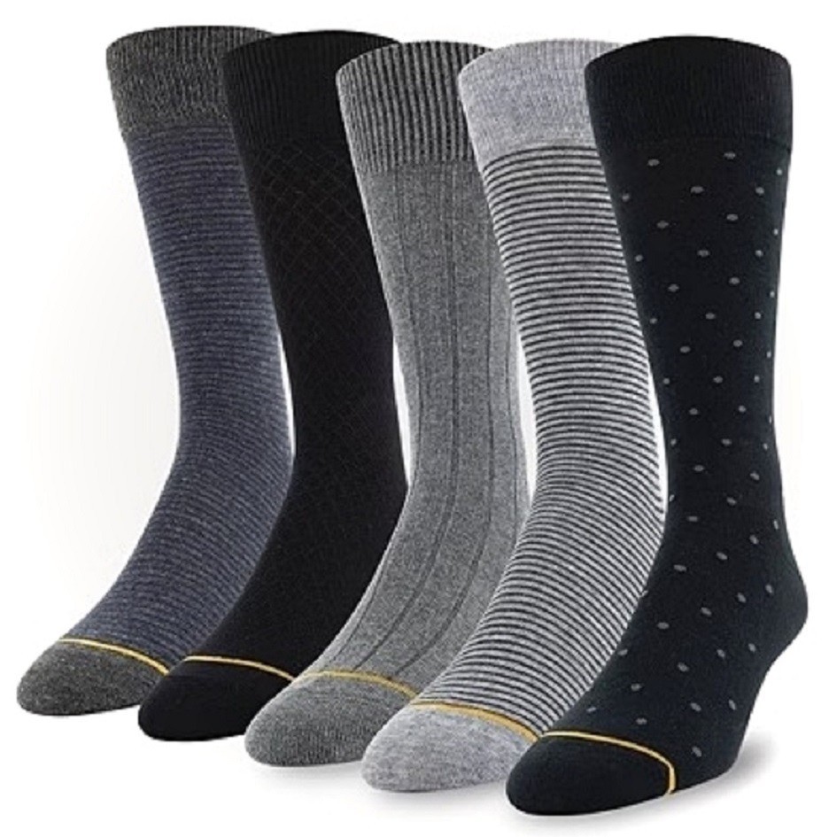 5 Pairs Mens Gold Toe Signature Collection Aqua FX Cushioned Mid Calf Socks NEW