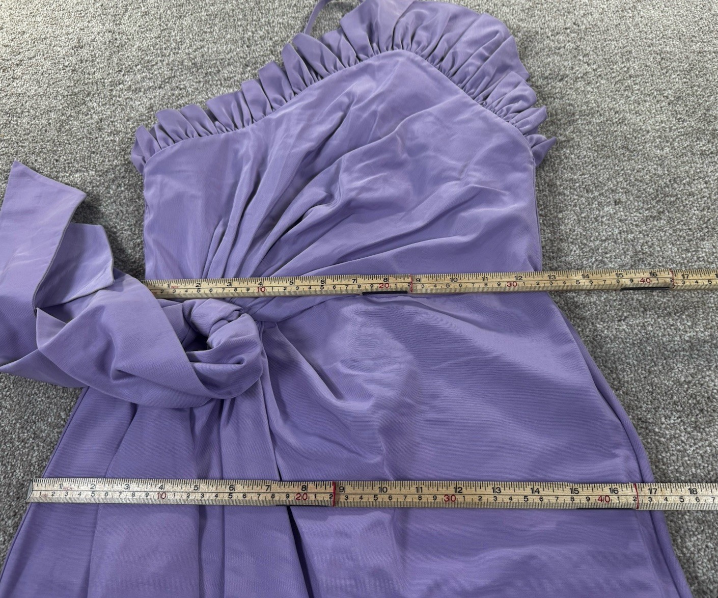 Delphine New York Purple One Shoulder Ruffle Bow Mini Dress 2 Zip Lined