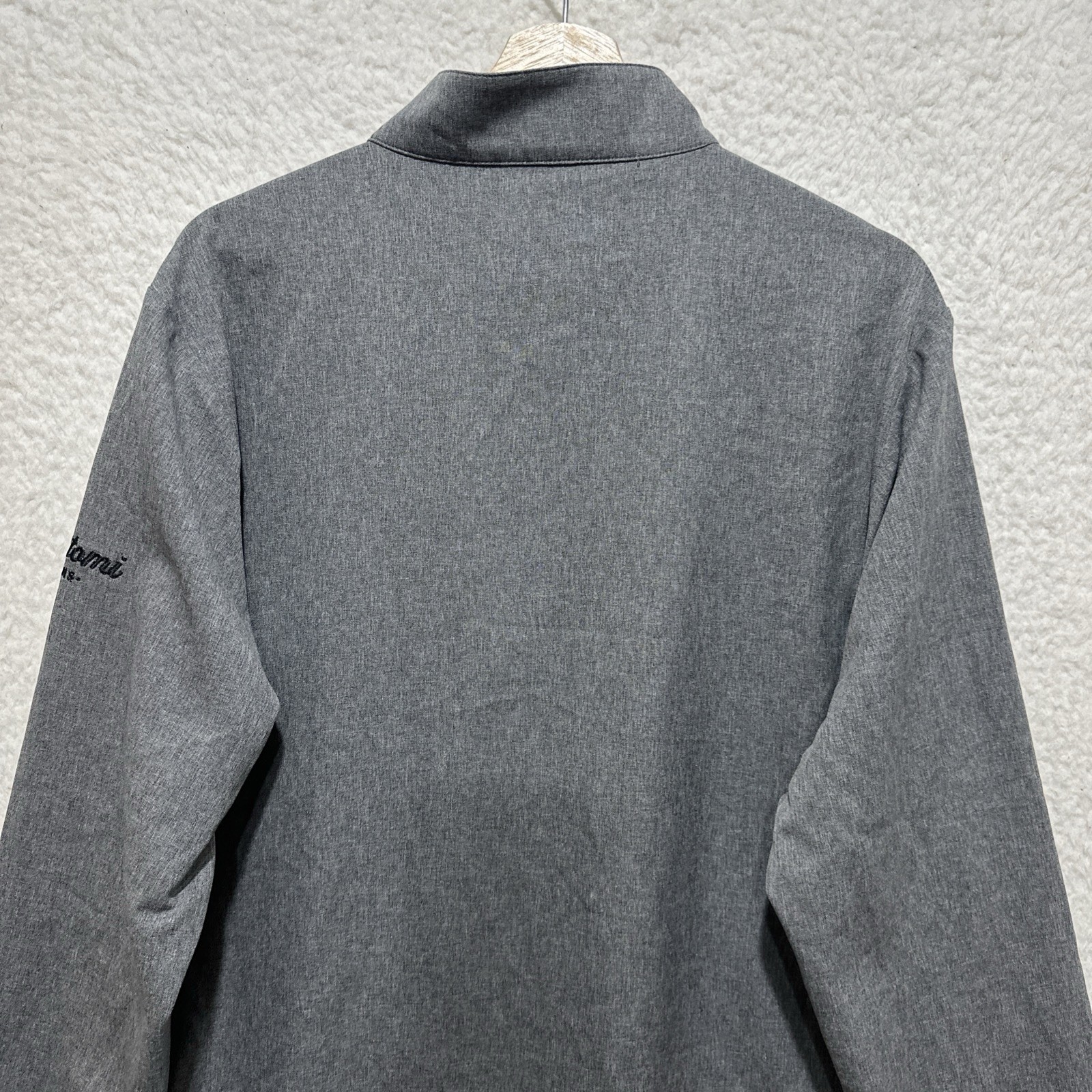 Travis Mathew Jacket Gray Golf Performance 1/4 Zip Embroidered Logo Company Sz L