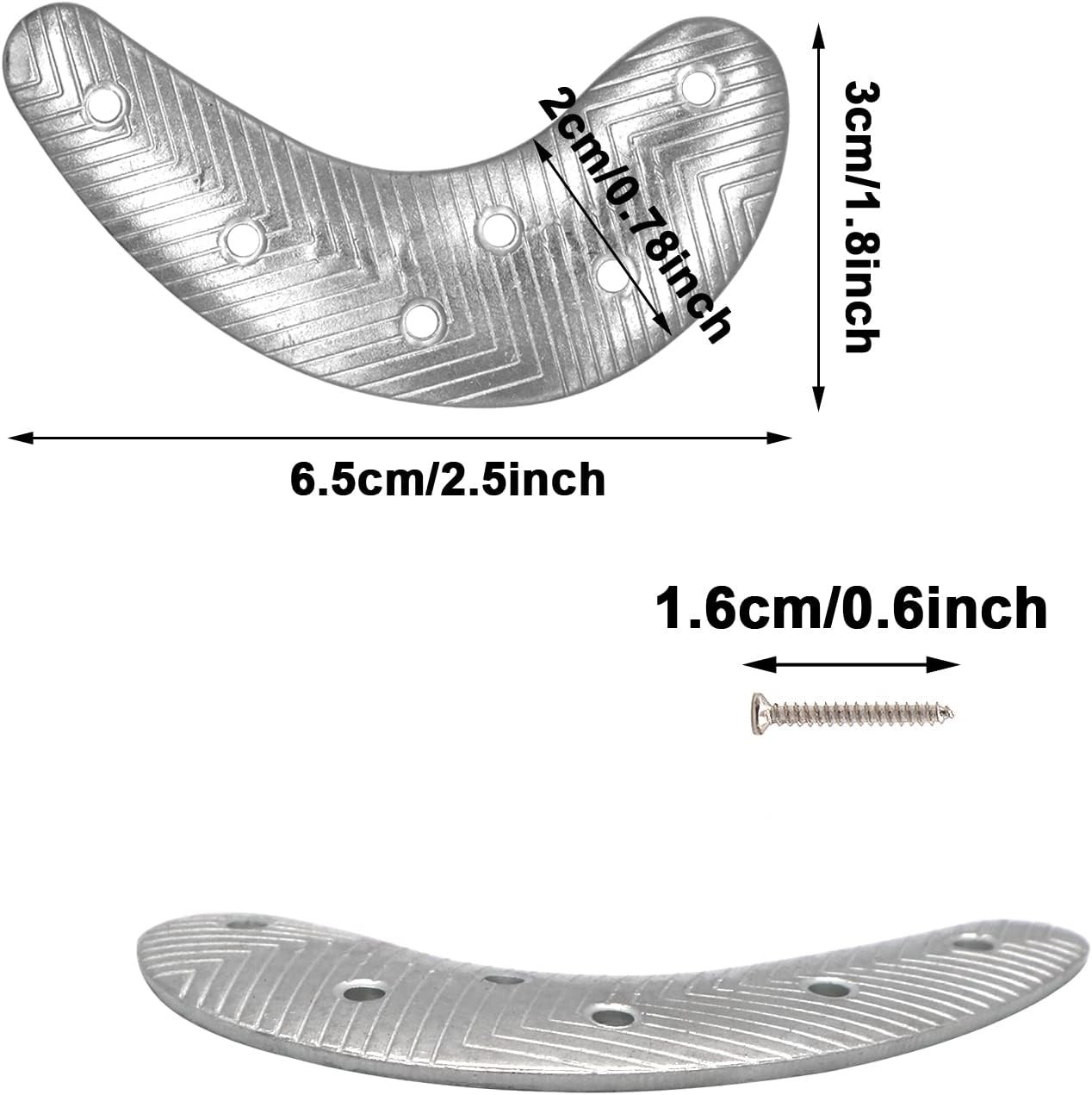 DUTWROY 3 Pairs Metal Heel Plates Half Moon with Screw Nails for Shoes