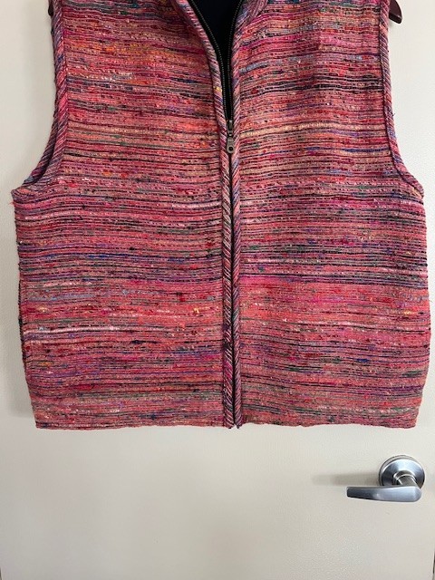 VTG Travel Smith Travel Vest Silk Blend Tapestry Lined Artsy Full Zip Large