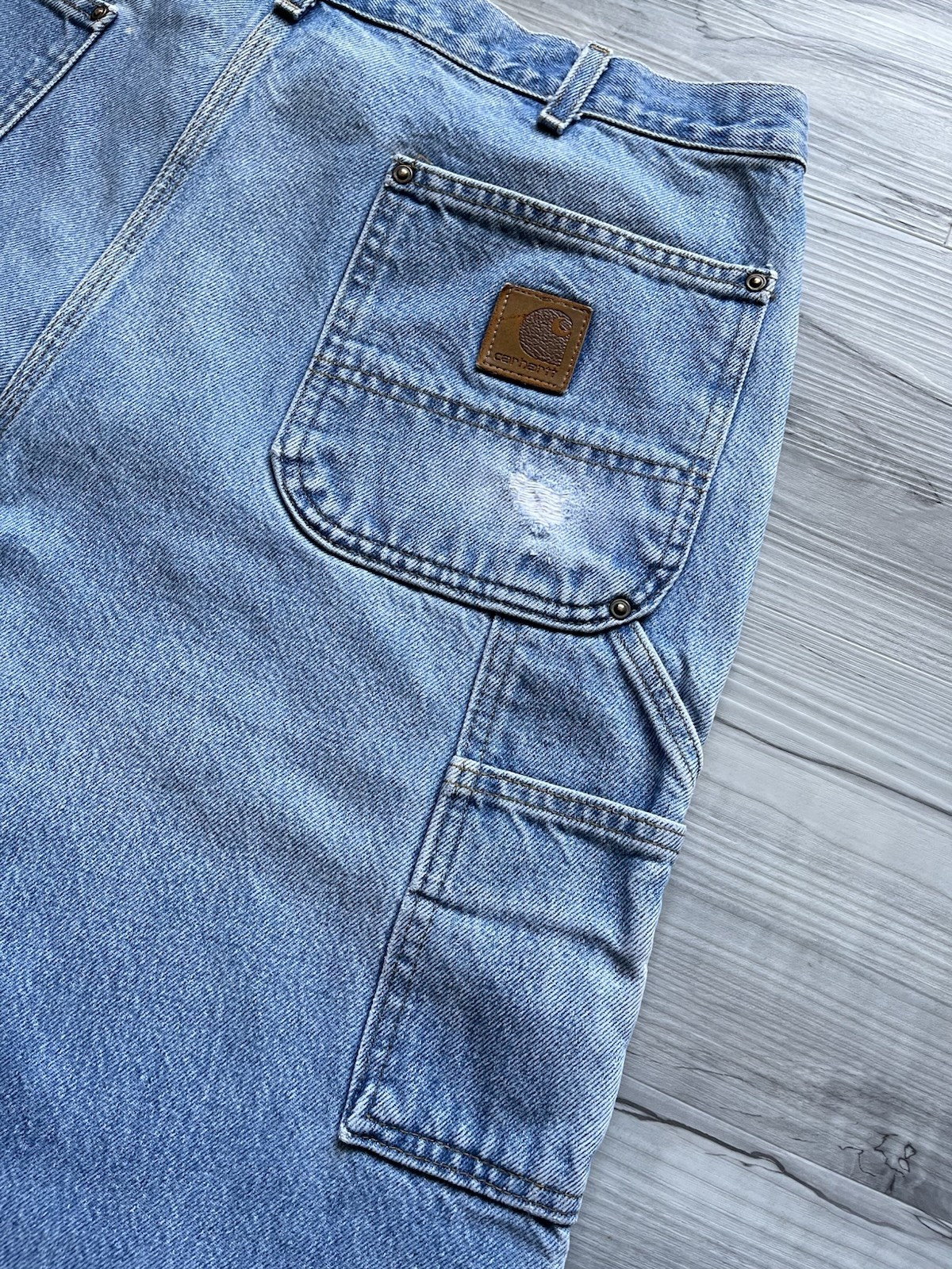 Vintage 2001 Carhartt B73 DST Double Knee Light Wash Jeans – 36×31 MADE IN USA