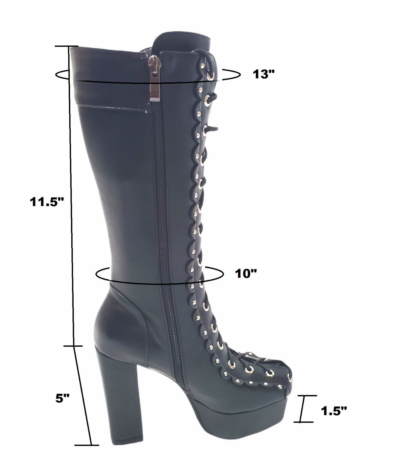 Women Black Gothic High Heel Platform Boots Studded Corset Combat Chunky Punk