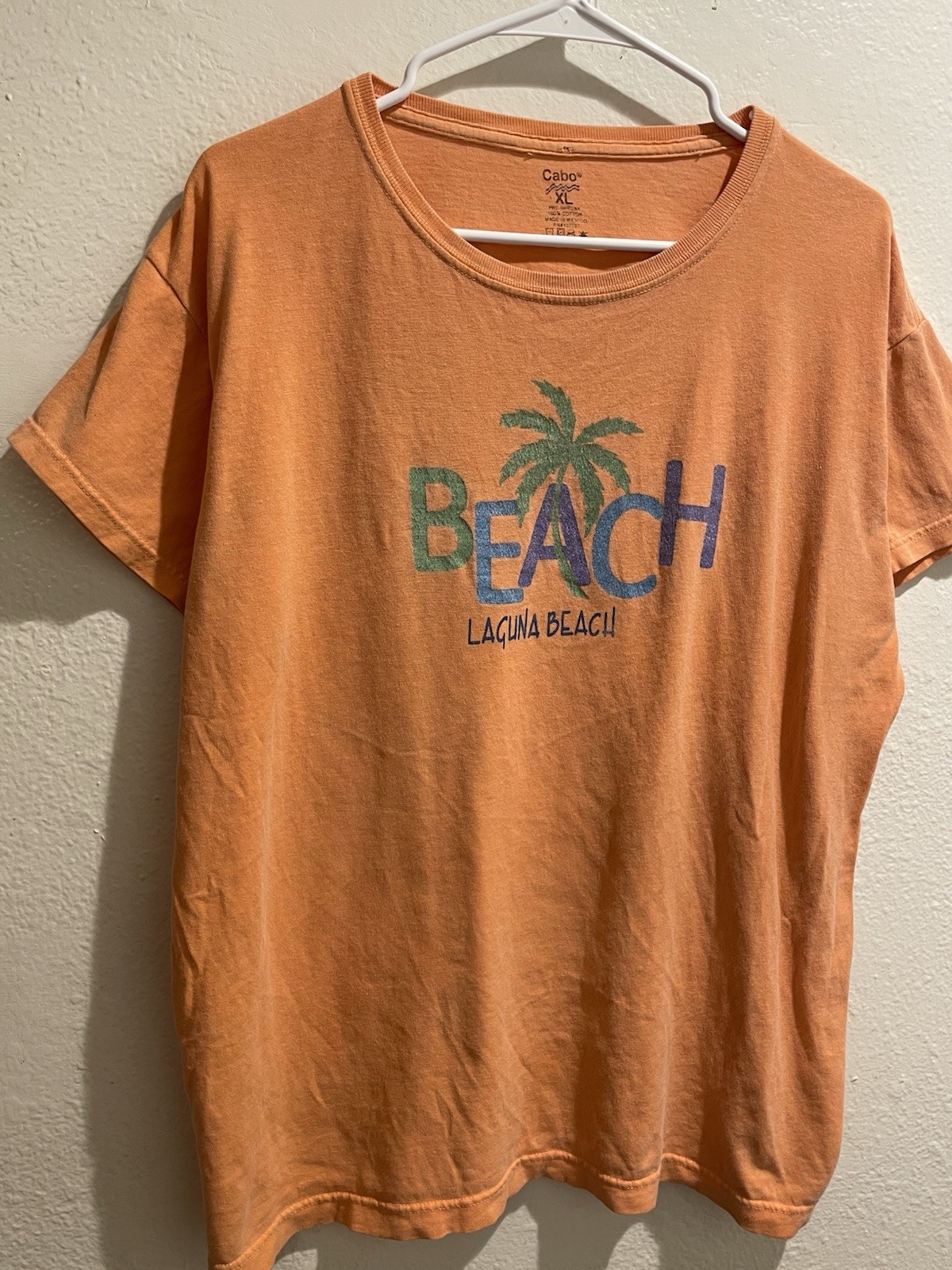 Cabo Laguna Beach California Graphic T-Shirt Men XL Orange Retro Style Y2K Surf