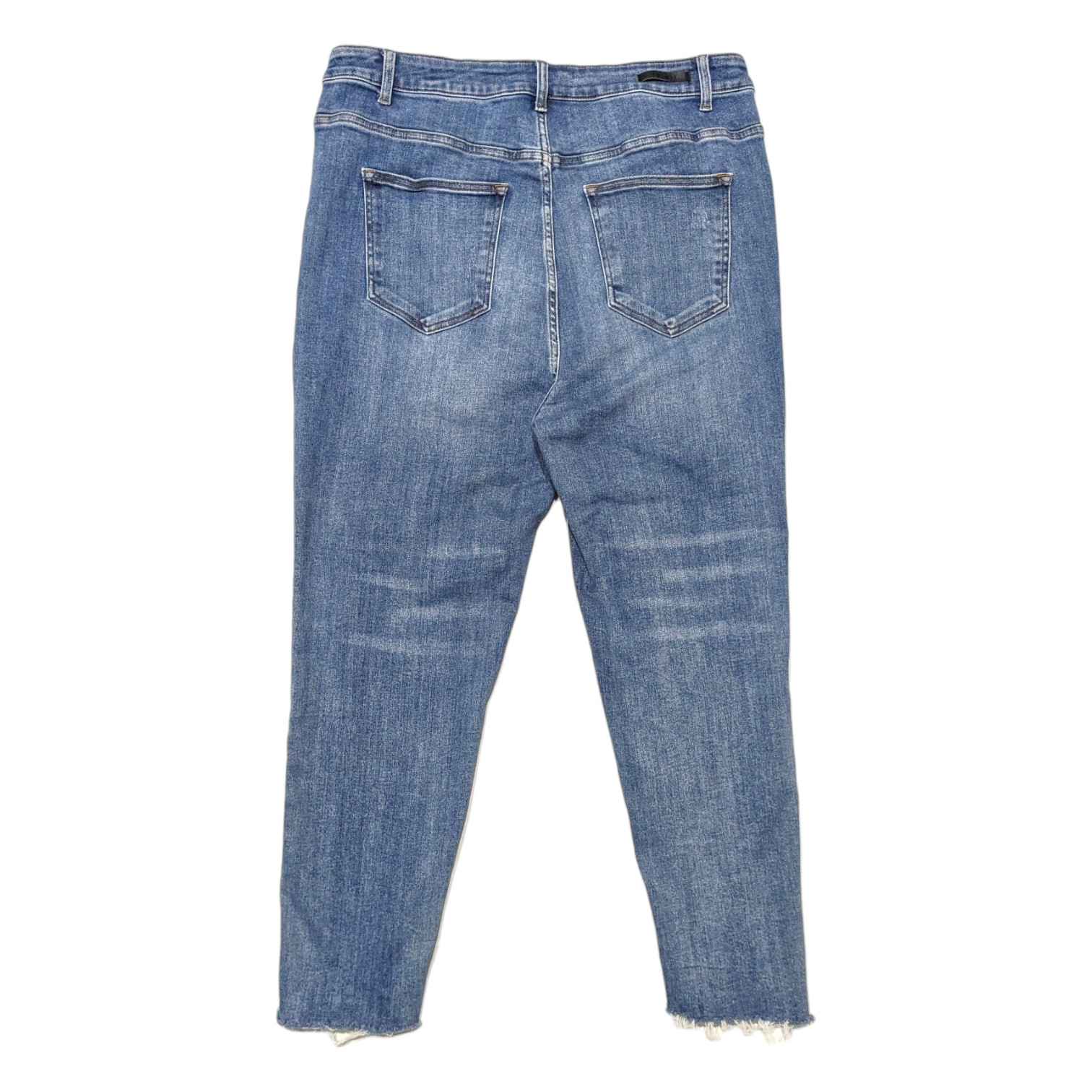 Risen Jeans Womens 2XL Blue Raw Hem Comfort Stretch Denim Lightly Distressed