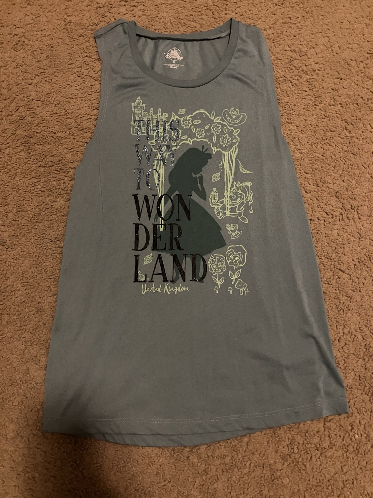 Disney Alice in Wonderland Design Tank Top, Green, Size Medium
