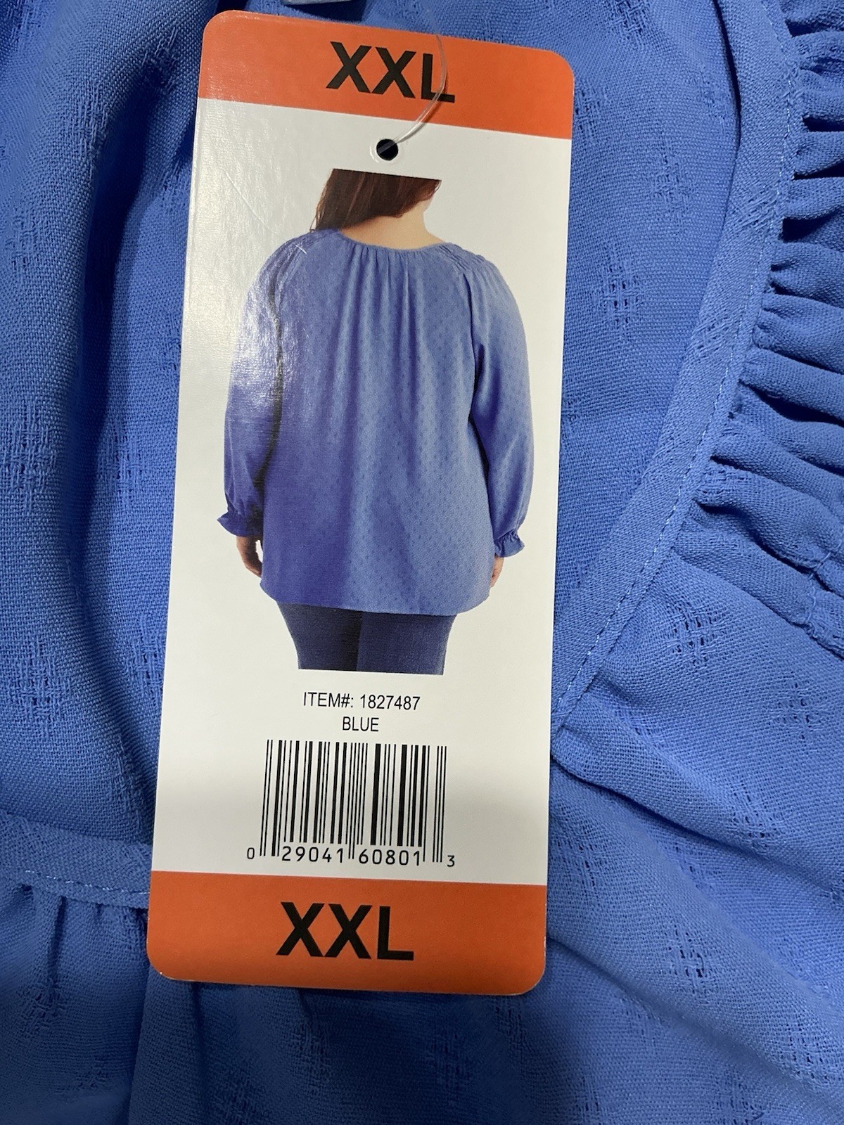 Jessica Simpson Blue Ruched Long Sleeve Round Neck Blouse Women’s XXL