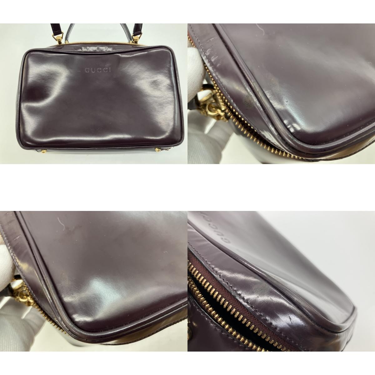 Gucci Vintage Burgundy Leather 2Way Shoulder Hand Bag Bamboo Italy