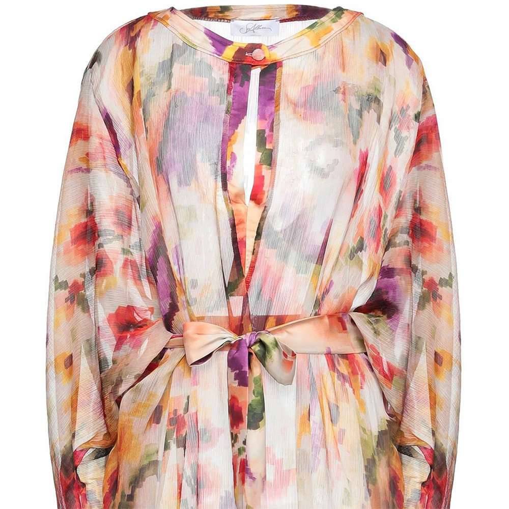 Kaftan Beach Dress Floral Sheer Belted Summer Dress Size 42 – RP £239.00
