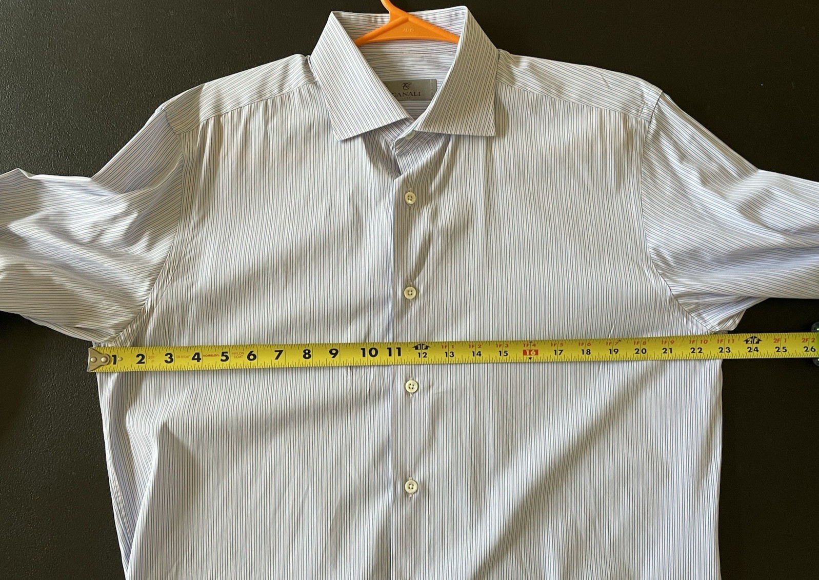 Canali Men’s Size 42X16.5 Blue Bold Stripe Spread Collar Dress Shirt