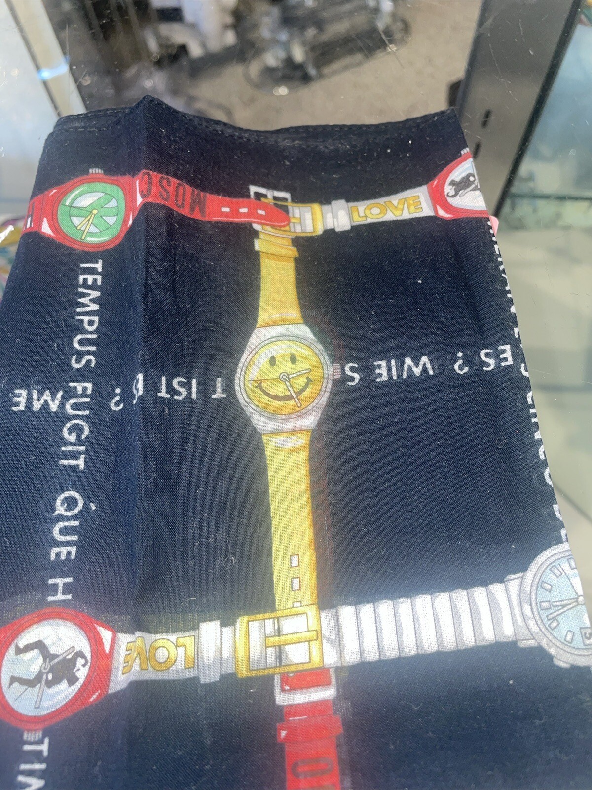 Moschino Cotton Scarf with Watches Design 16 1/2 inches Square