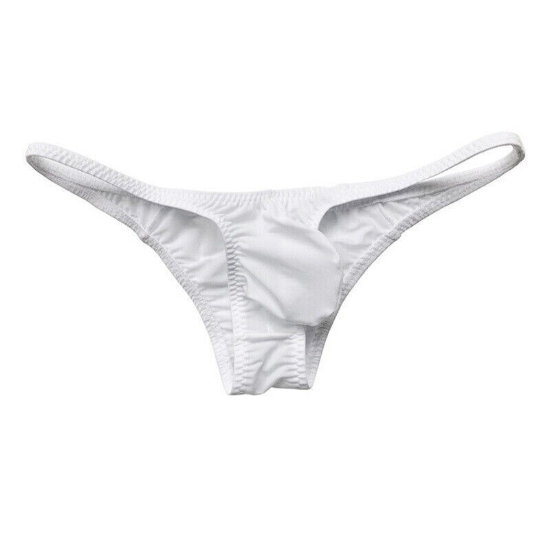 Mens Ice Silk Briefs Sexy Low Rise Pouch Thong Underwear Bikini UnderpantPanties