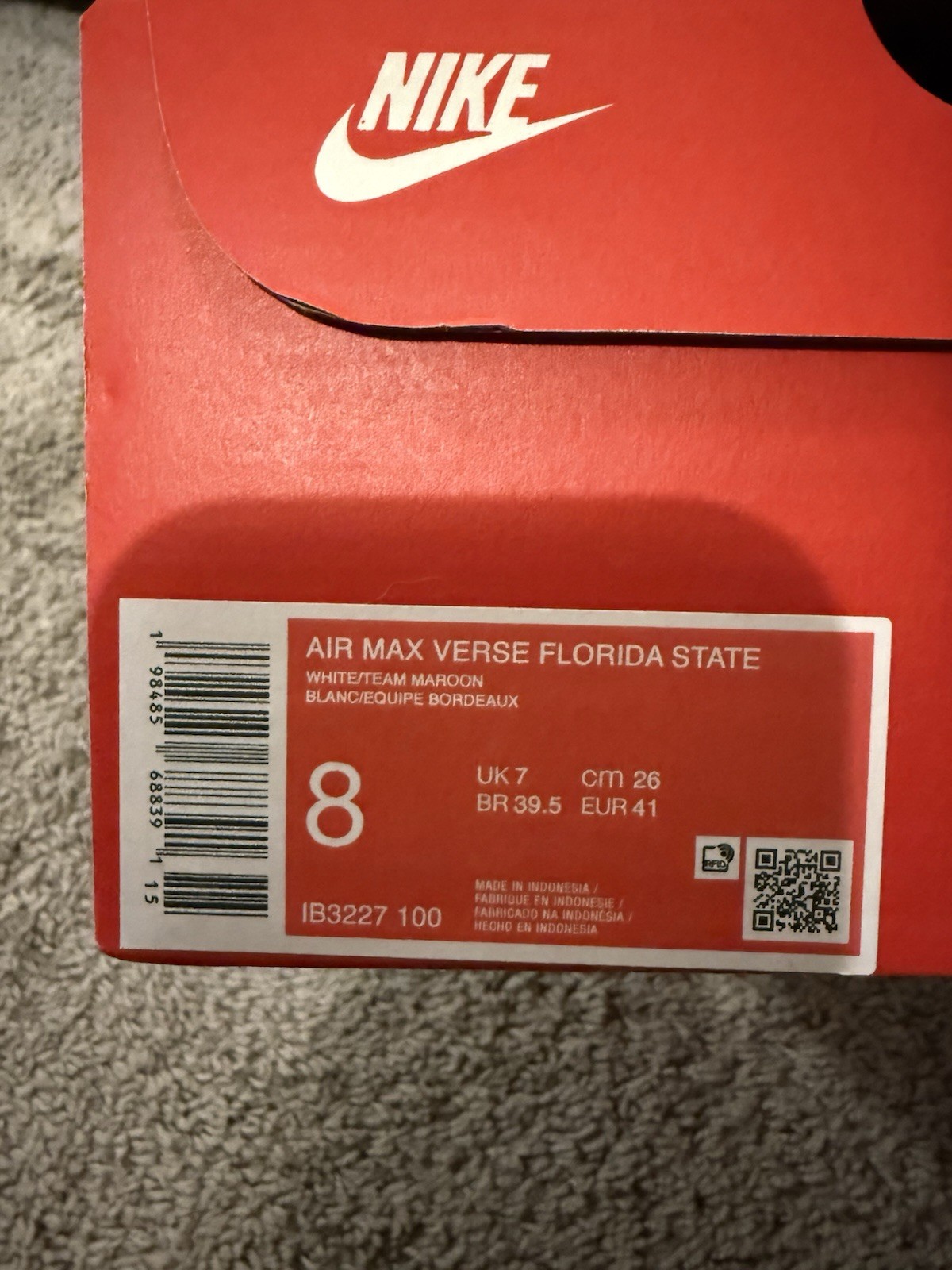 Size 8M/9.5W – NCAA x Nike Air Max Verse FSU Florida State