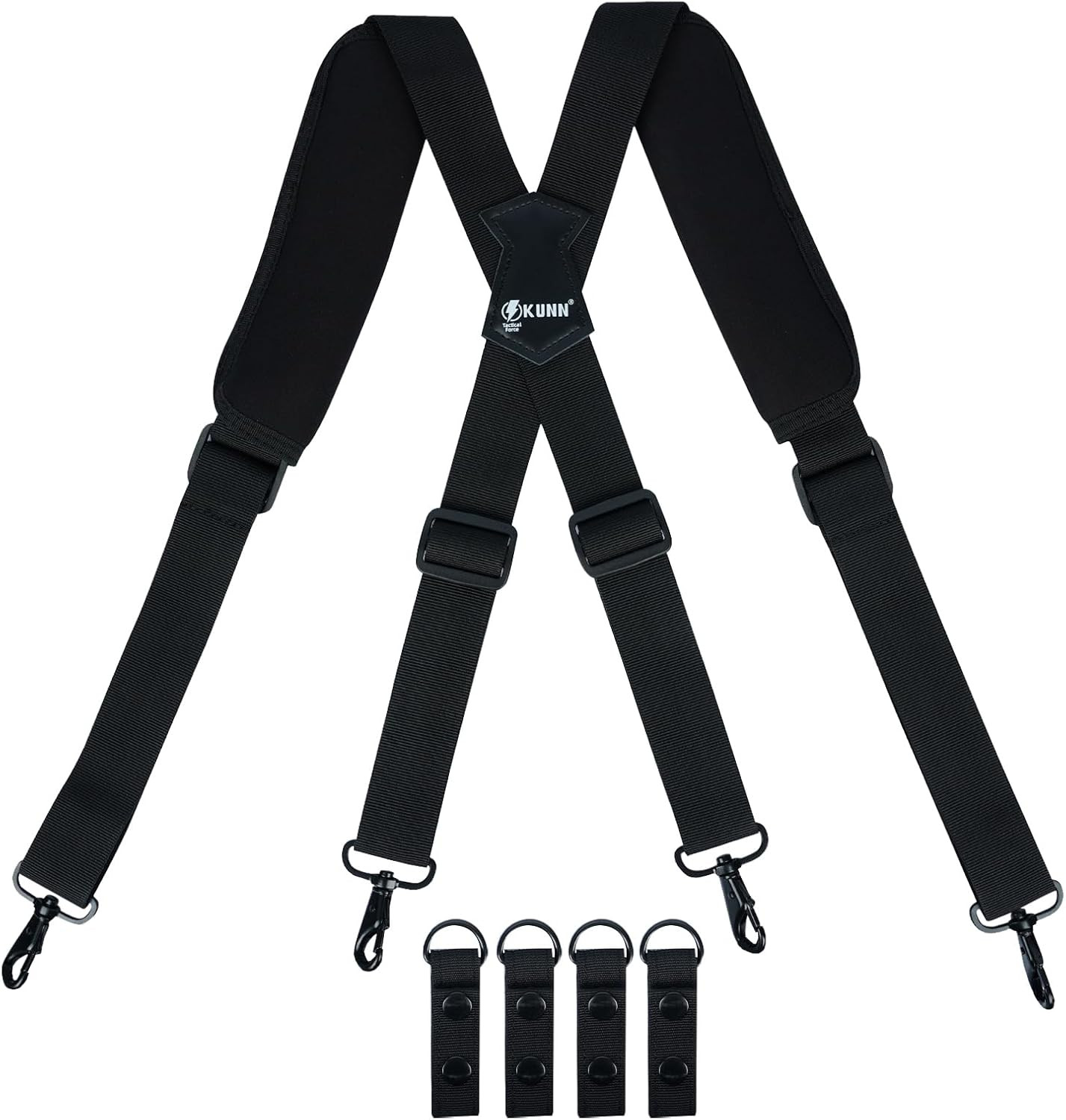 KUNN Tactical Duty Belt Suspenders with Metal Hook,Men Padded Police Harness for