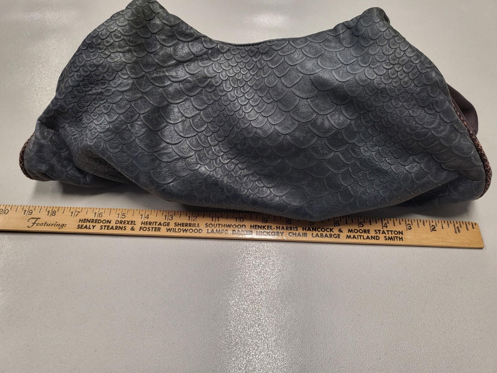 The Divine Tribe NYC Large Gray/ Brown Reptile Embossed Leather Tote Purse