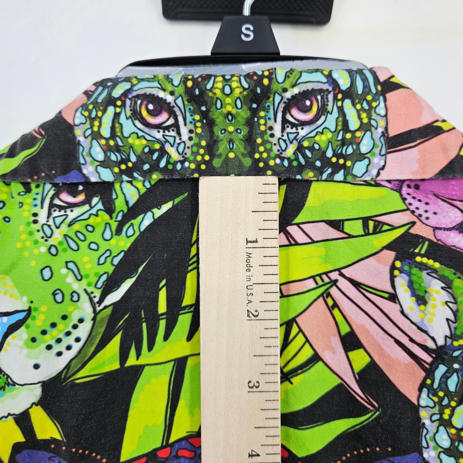 Moon Dog Shirt Mens XL Button Up Short Sleeve Handmade Jungle All Over Print