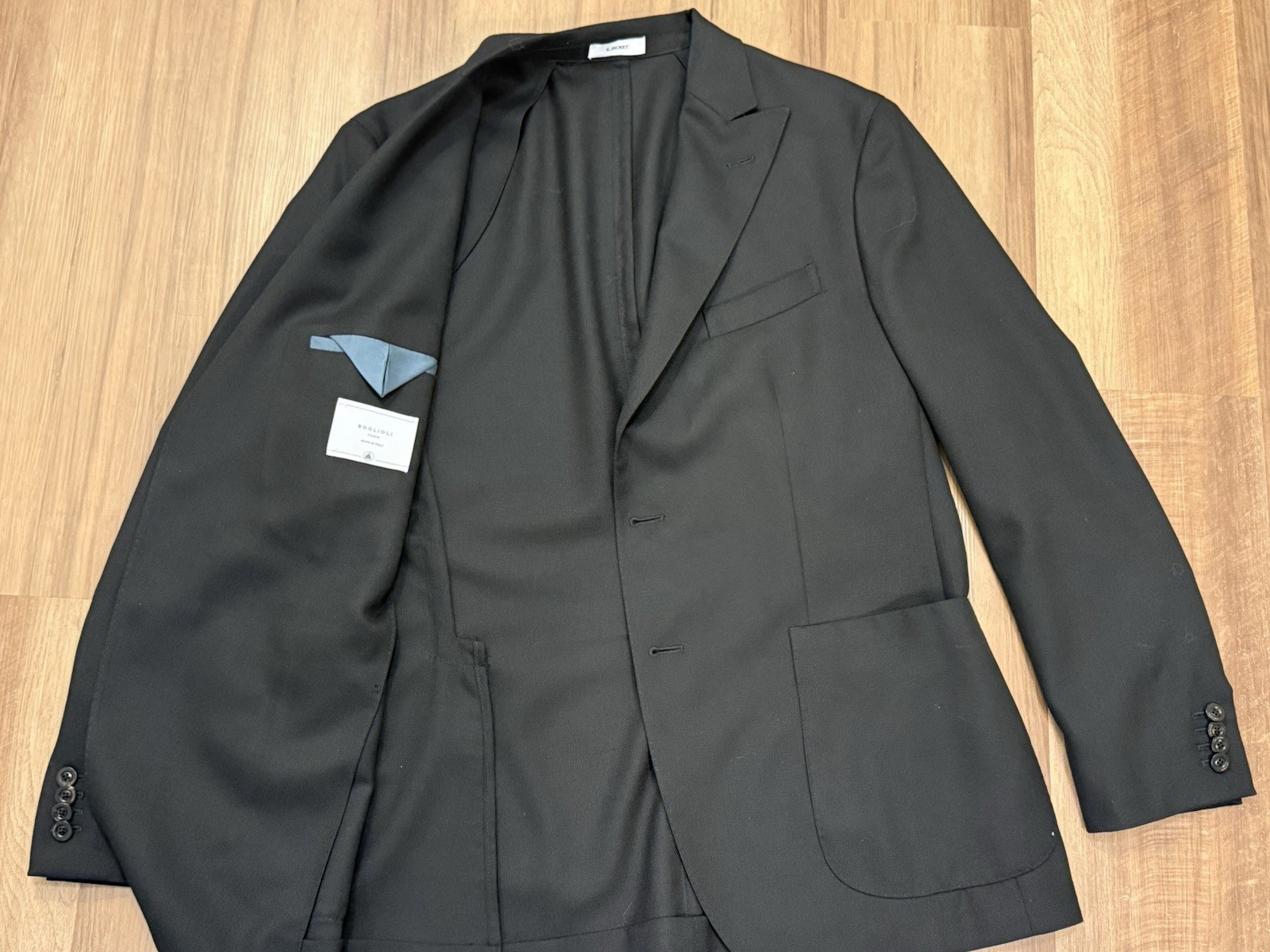 Boglioli K-Jacket IT 52 R Black Sport Coat Blazer Italy Wool Unstructured US 42