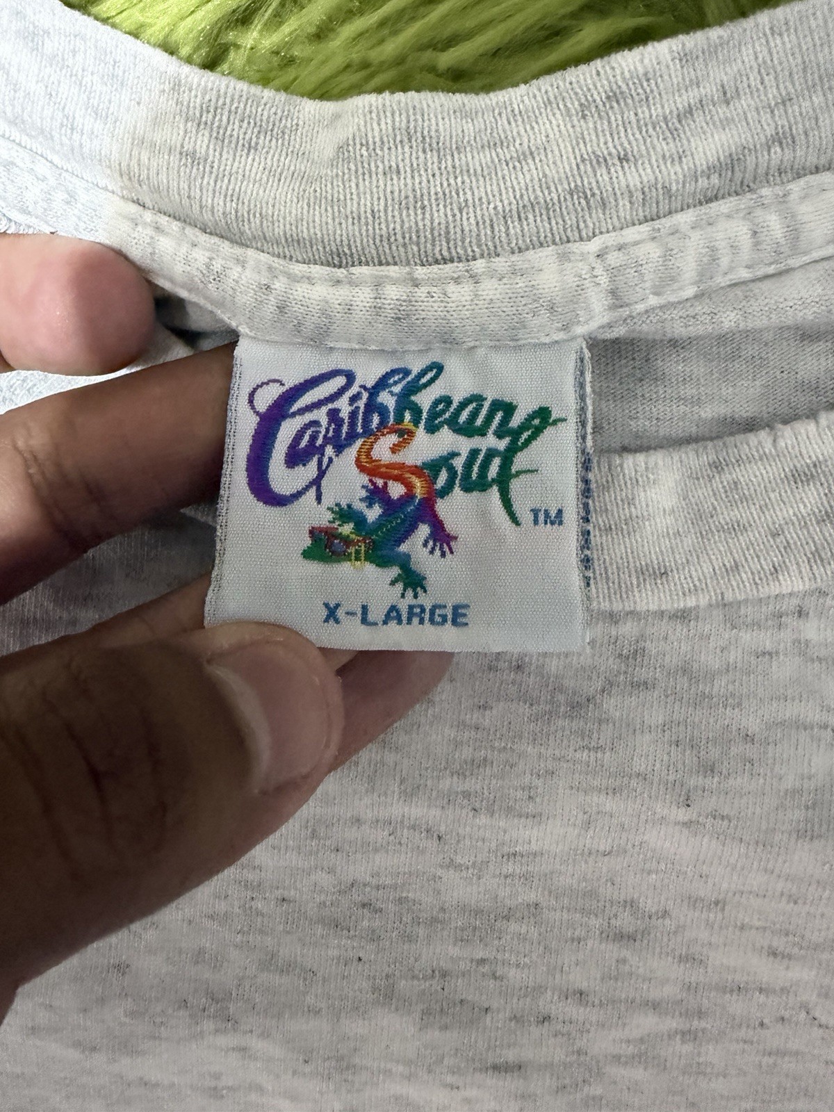 Vintage 90s Caribbean Soul Graphic T-Shirt Size XL Gray AOP All Over Print!!!!