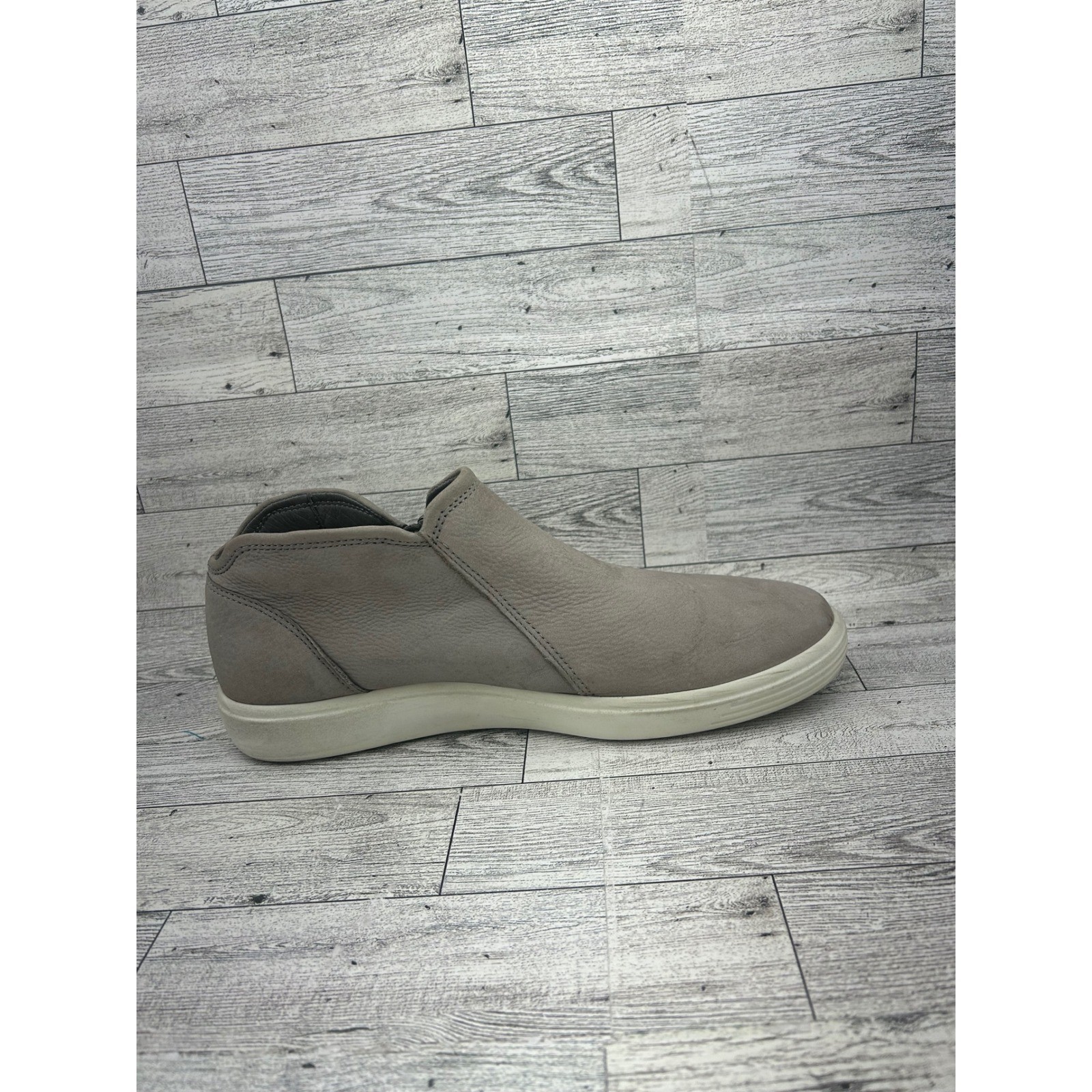 ECCO Soft 7 Slip On Mid Boots Grey Leather Zip Side Women EU 40 US 9