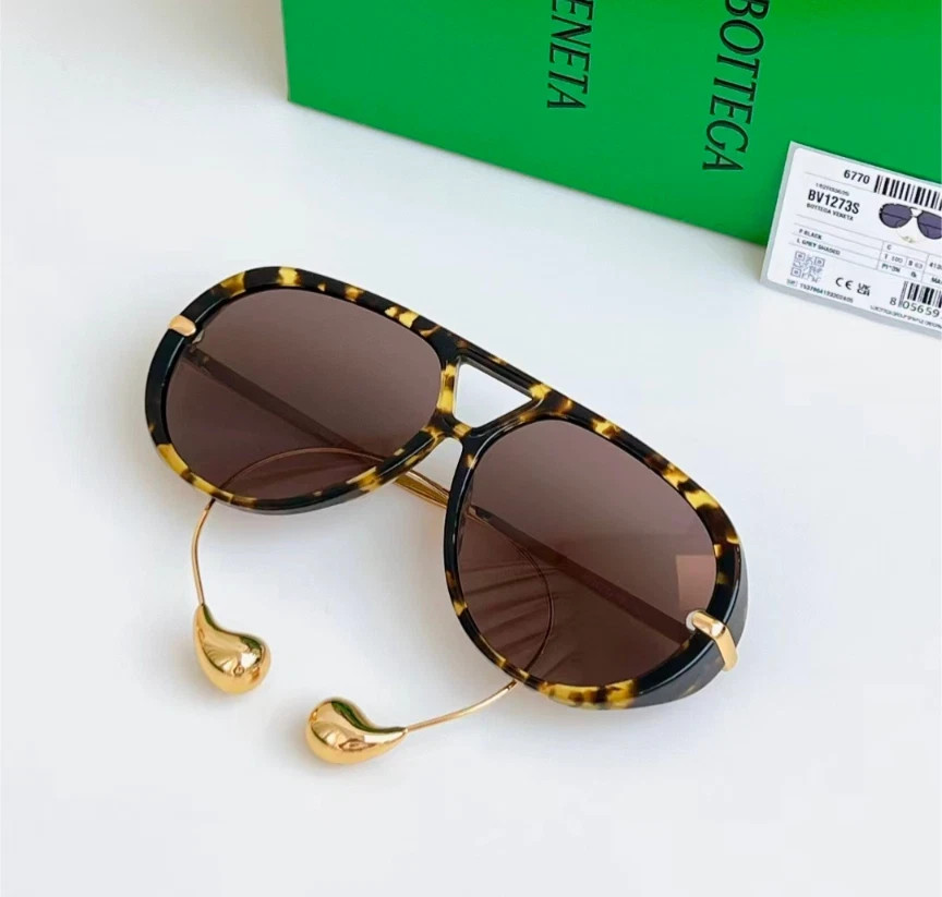 Bottega Veneta Drop Pilot sunglasses BV1273 Havana/Grey With Case New