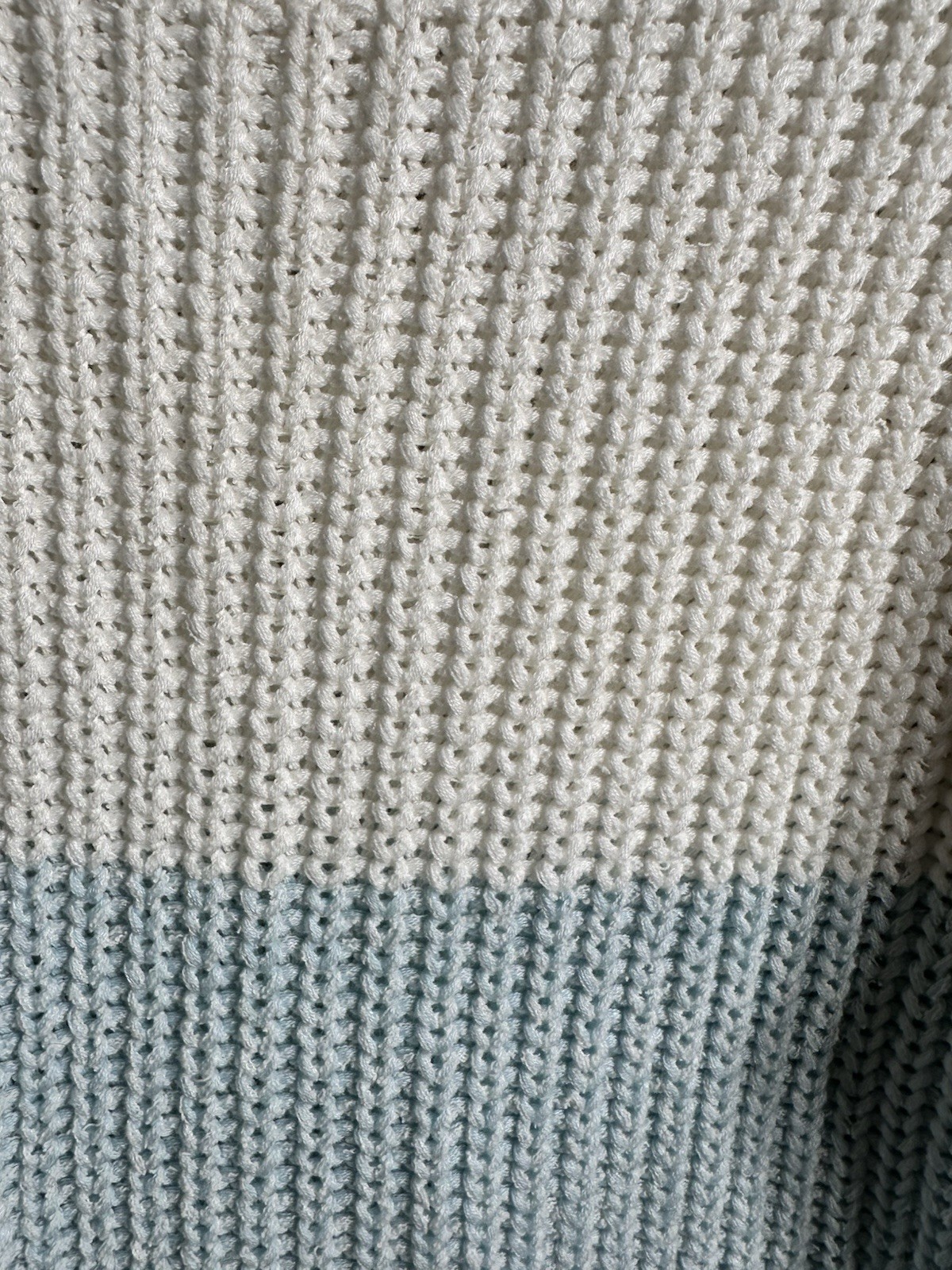 Willow & Clay White/Blue/Gray Colorblock Chunky-Knit Crewneck Sweater Juniors M