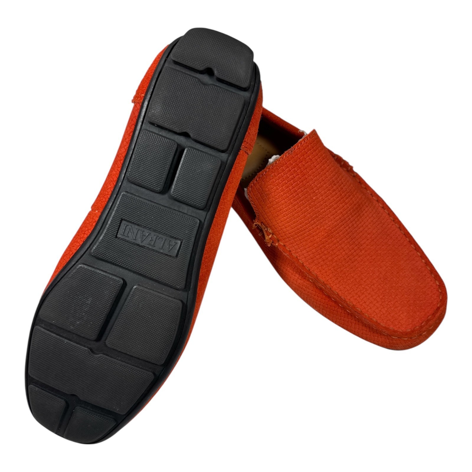 Alfani Kendric Mens 9M Bright Orange Suede Leather Cushion Slip on Driving Mocs