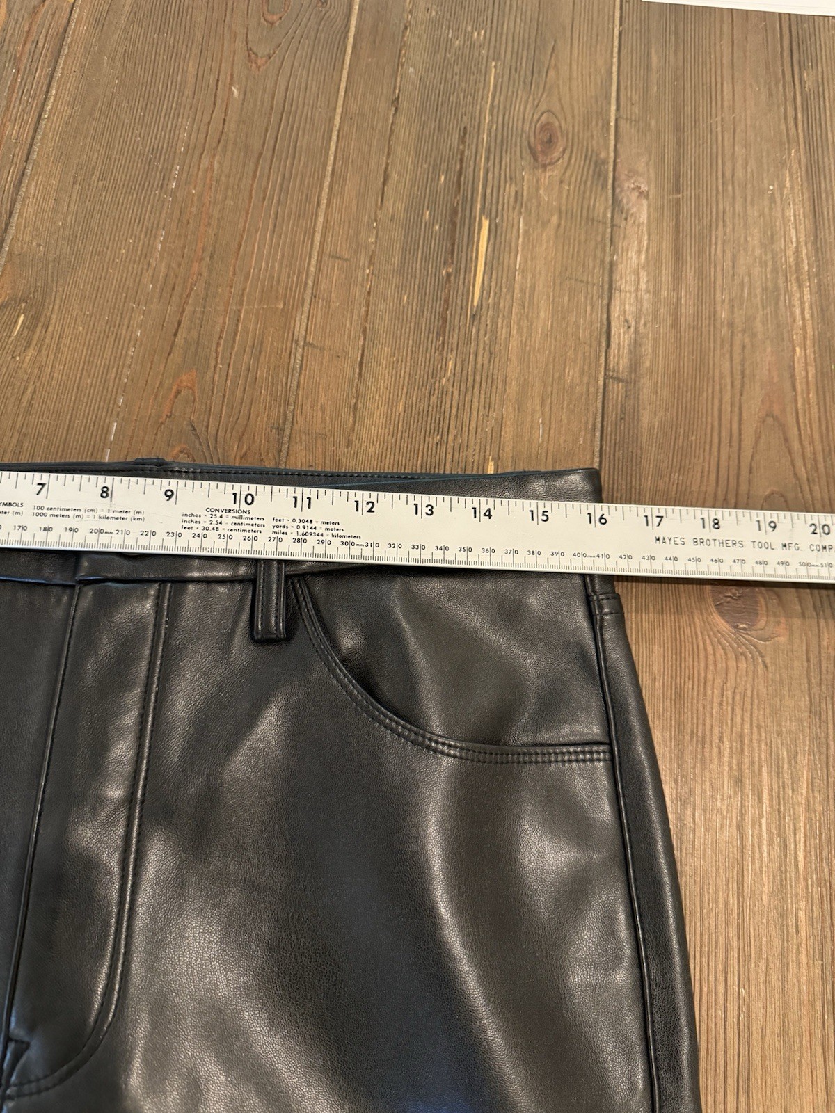 Good American Faux Leather Pants Womens 12/31 Black Straight 5 Pocket READ