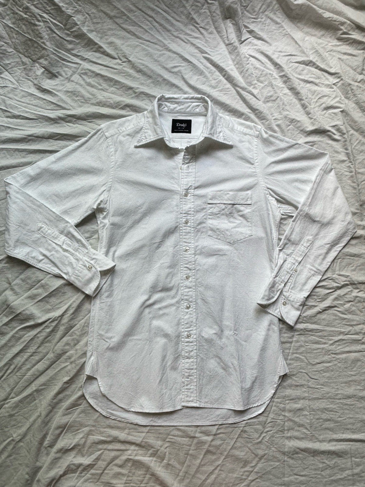 Drake’s London White Oxford Button Down Shirt Made in England 15-39